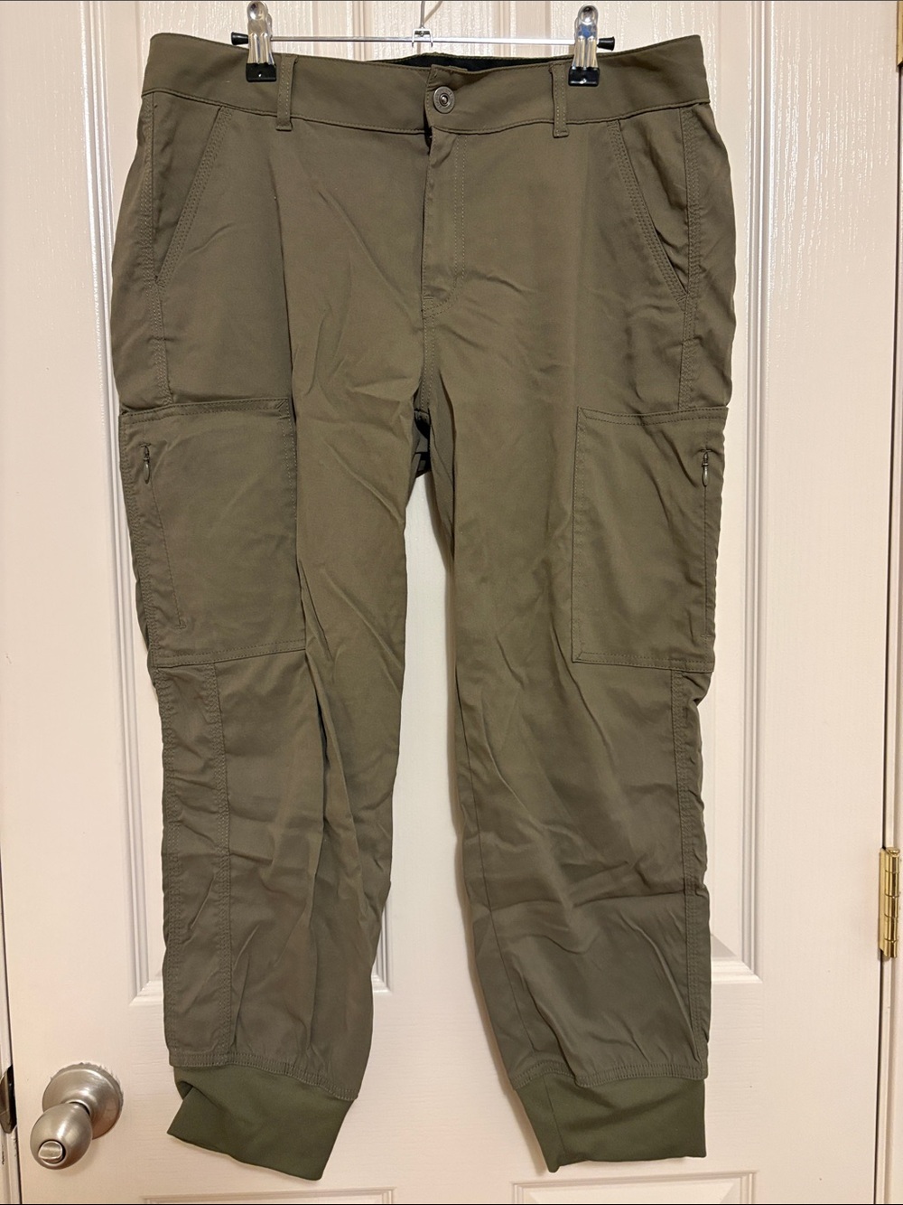 Prana Olive Cargo Jogger Pants with Rib Cuffs